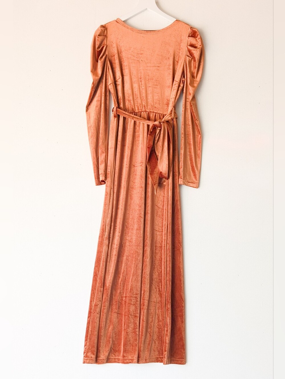 ZESICA Copper Velvet Maxi Dress Long Puff Sleeve Fall Autumn Halloween Size Med
